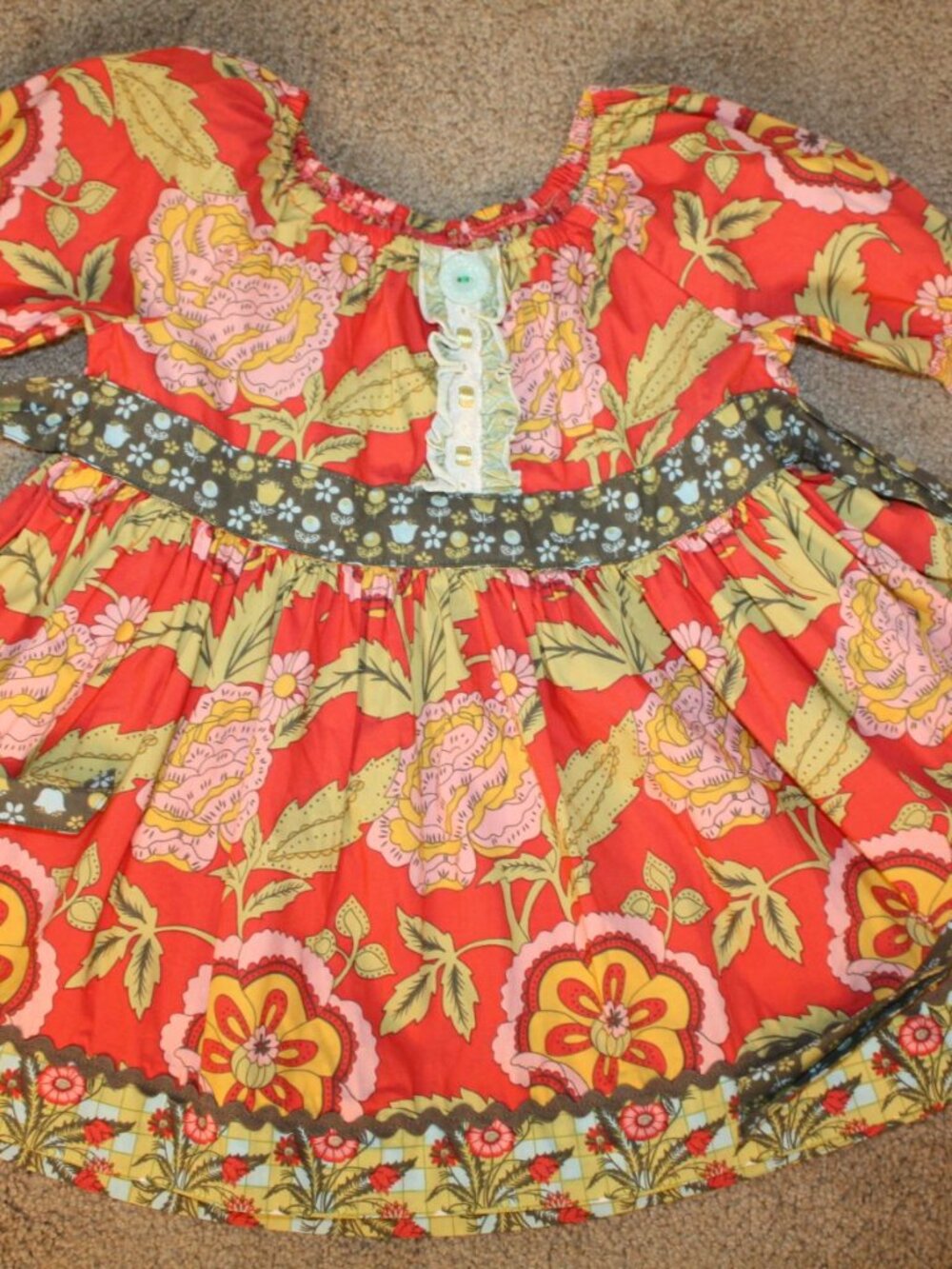 Matilda Jane Size 4 Serendipity Floral Tomato Peasant Bow Dress Top